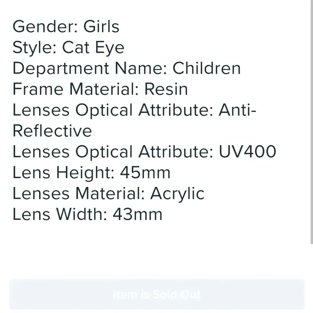 New Little Bee children's cat eye sunglasses